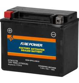 FIRE POWER Factory Activated Battery - Fire Power CTX12-BS (FA Equivalent to YTX12-BS)