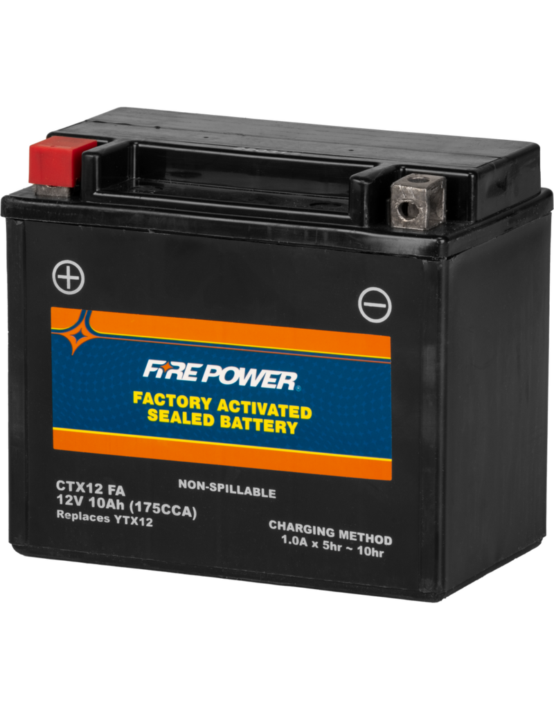 FIRE POWER Factory Activated Battery - Fire Power CTX12-BS (FA Equivalent to YTX12-BS)