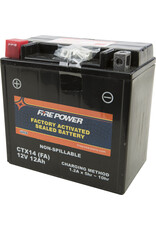 FIRE POWER Factory Activated Battery - Fire Power CTX14-BS (FA Equivalent to YTX14-BS)