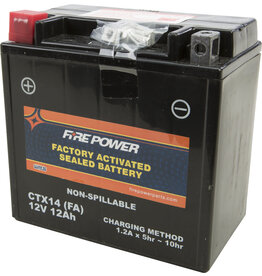 FIRE POWER Factory Activated Battery - Fire Power CTX14-BS (FA Equivalent to YTX14-BS)