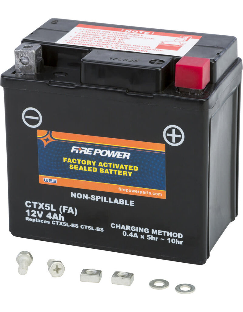 FIRE POWER Factory Activated Battery - Fire Power CTX5L-BS (FA Equivalent to YTX5L-BS)