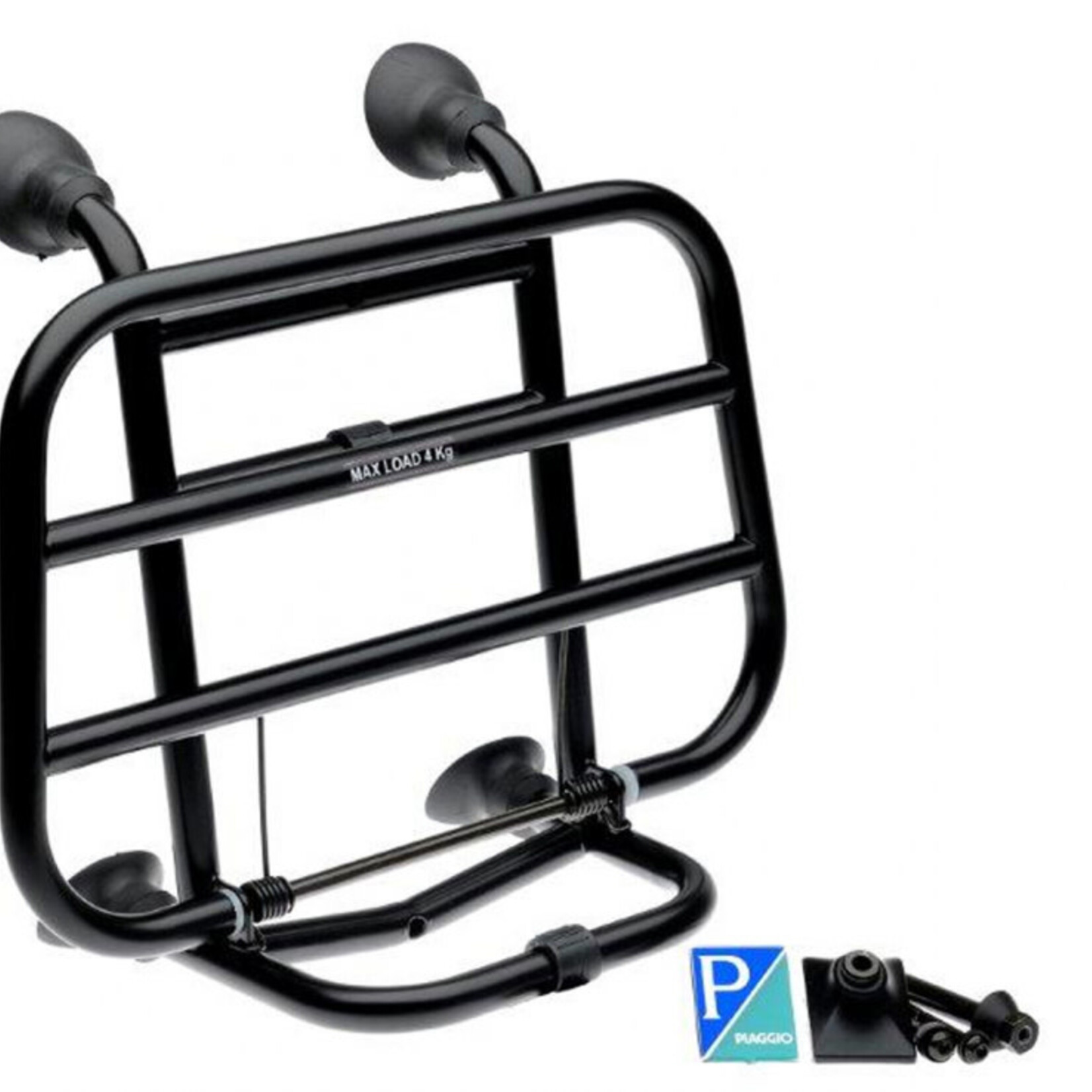 Vespa OEM Piaggio Black Front Folding Rack — Vespa Primavera & Sprint 50 & 150, 2014 and Newer — Part #606000M