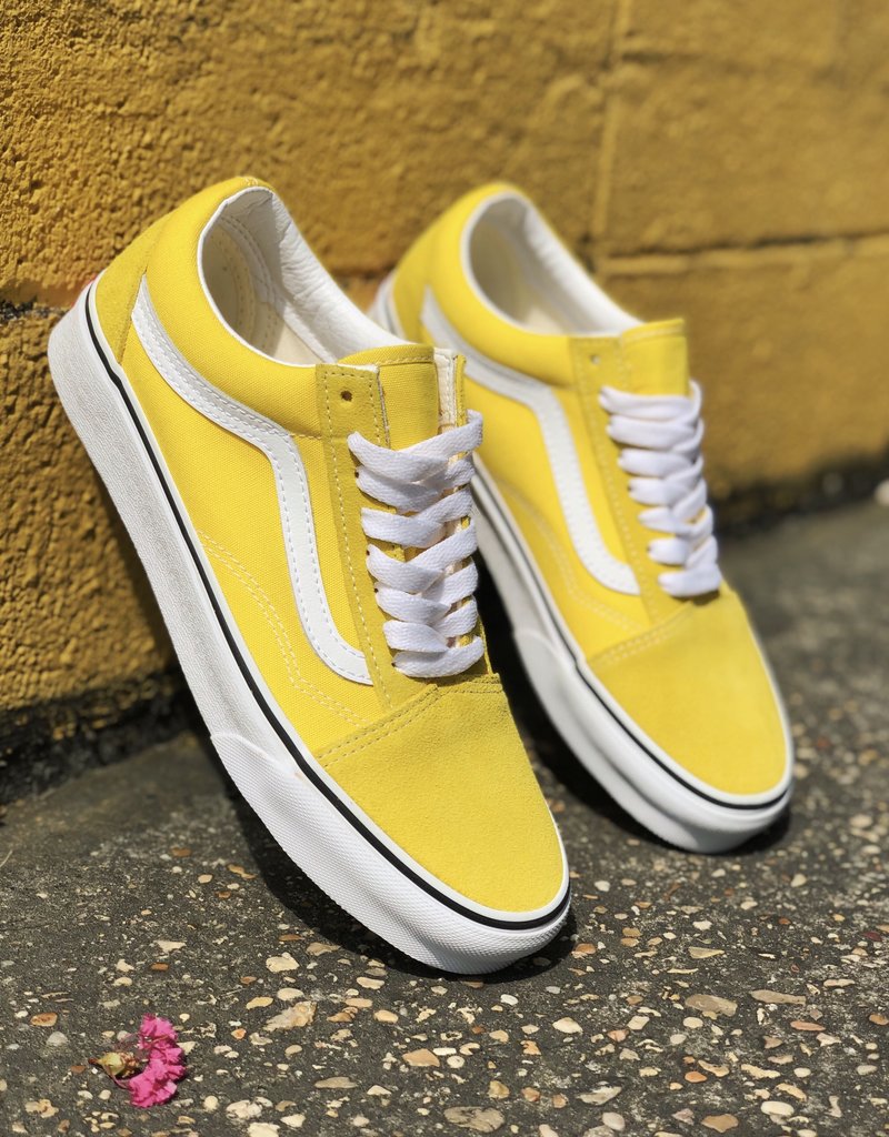 yellow and white vans old skool
