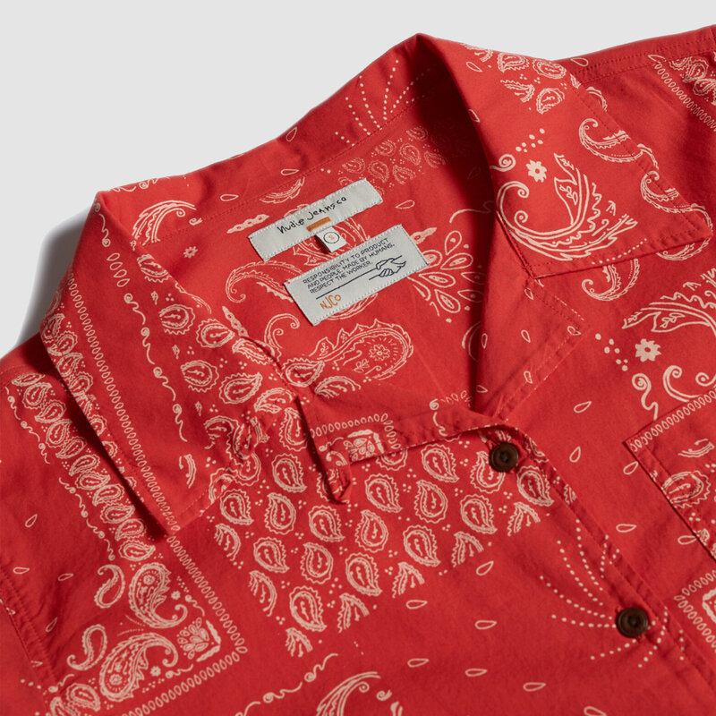 Nudie Jeans Co MOA Bandana Shirt Red