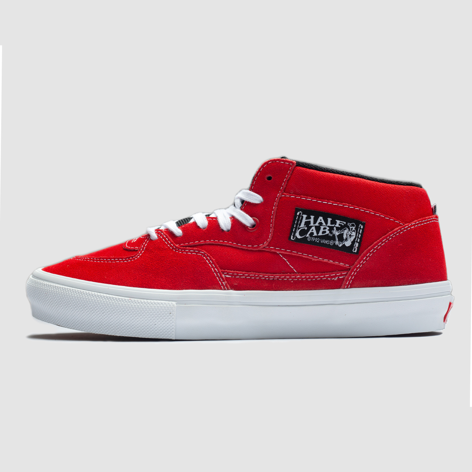 Red and white low top vans sale