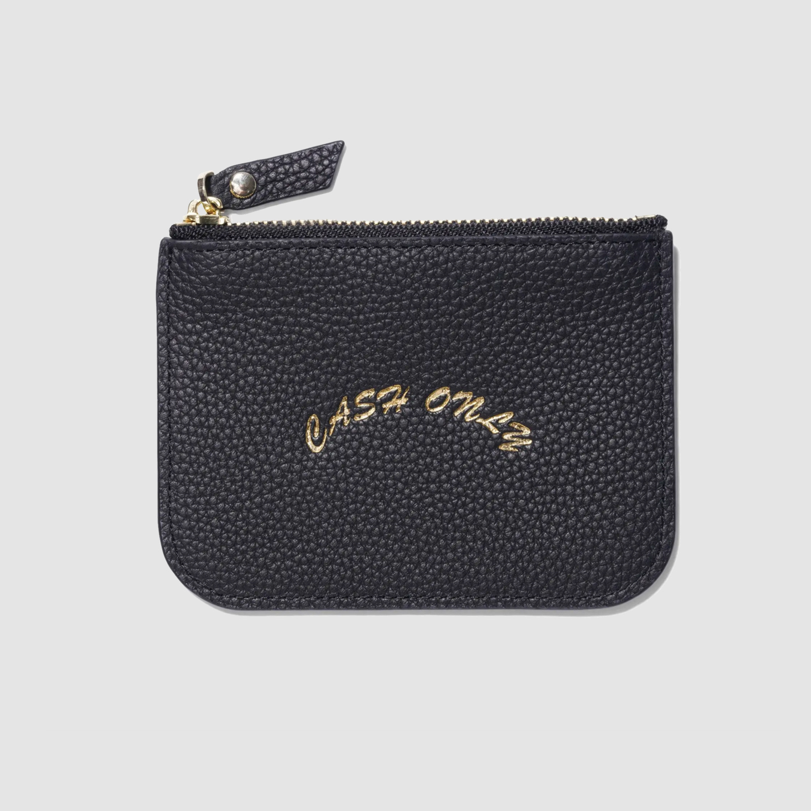 Cash Only Leather Zip Wallet Black