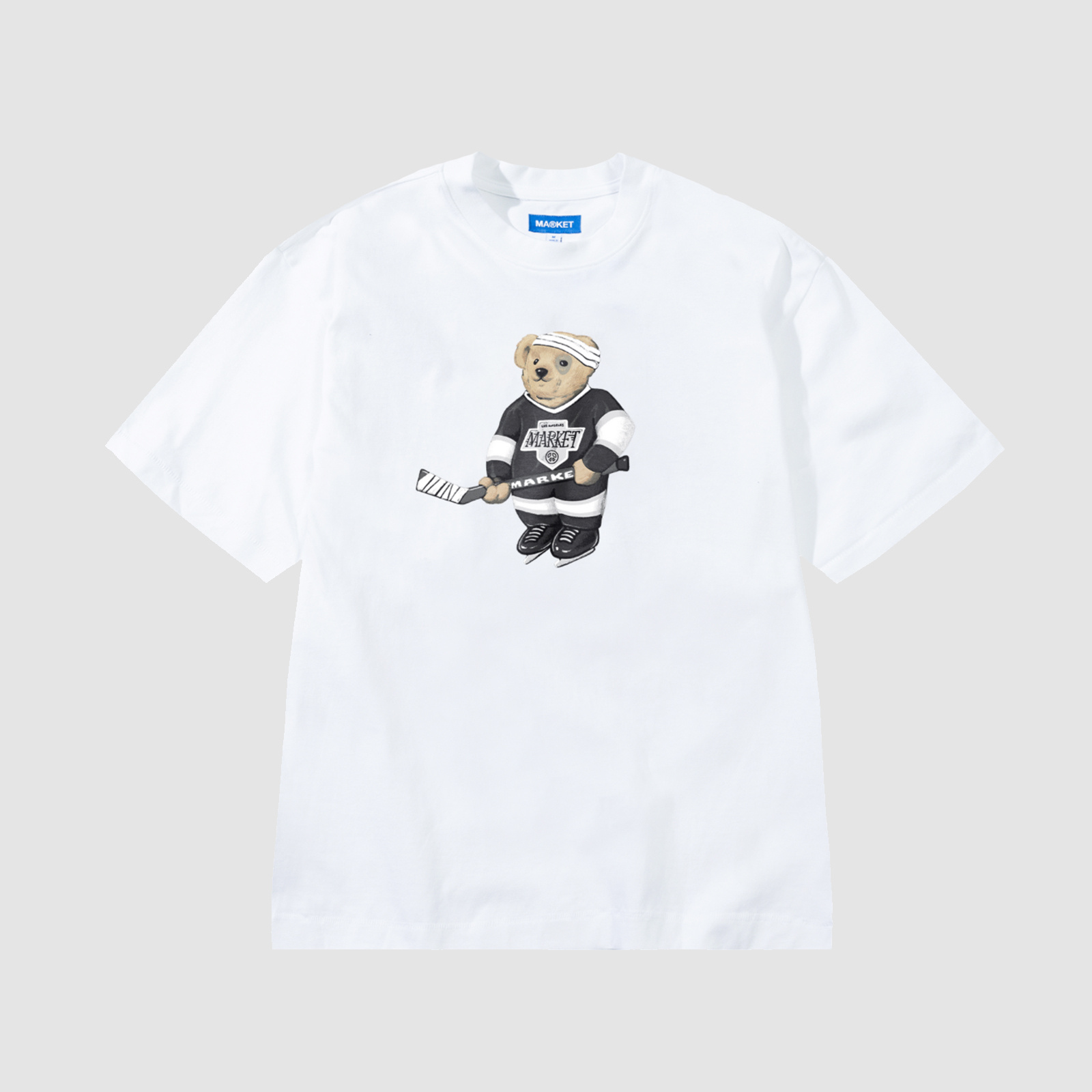 Market Hockey Bear T-Shirt White - RUKUS