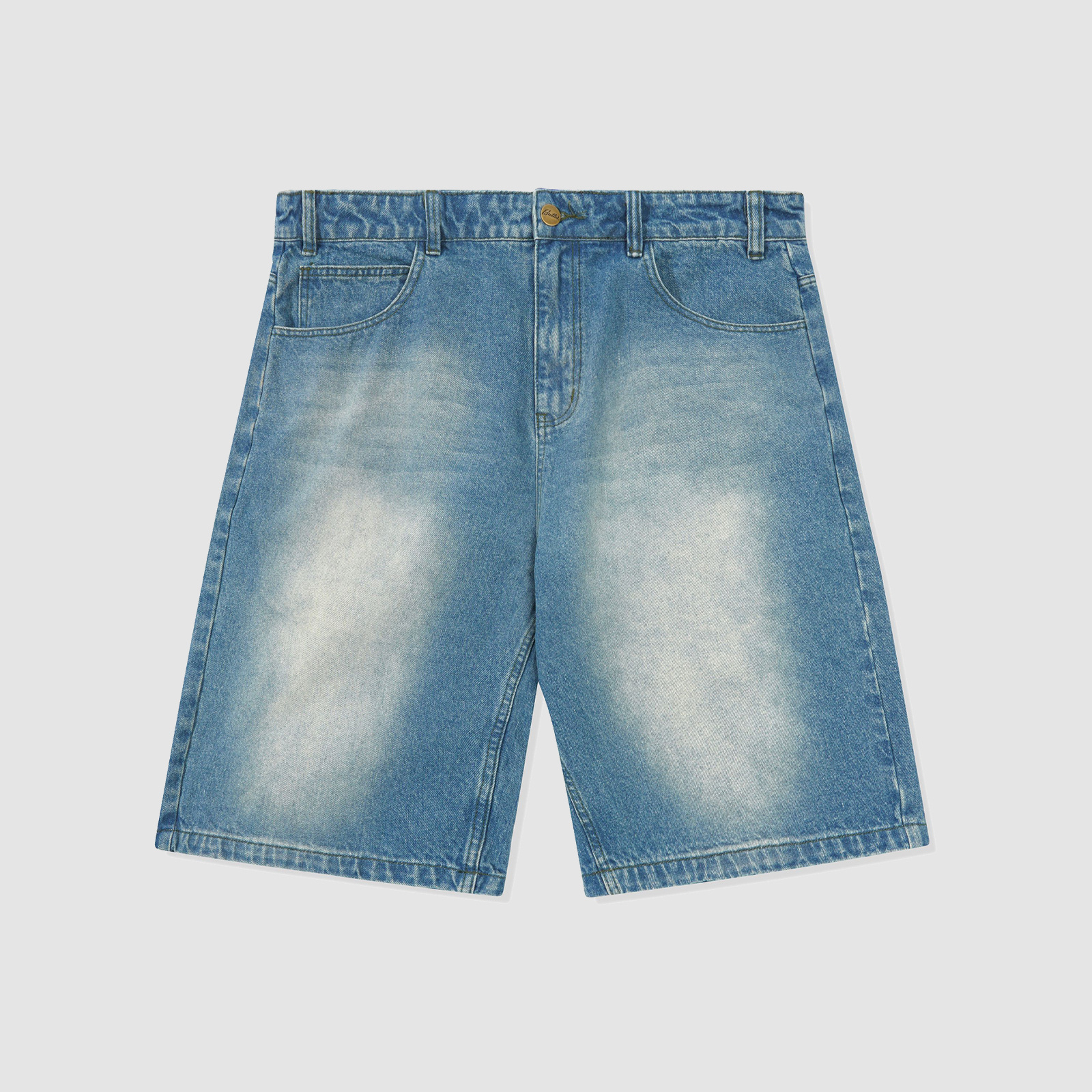 Butter Goods Warped Denim Shorts Washed Mid Blue