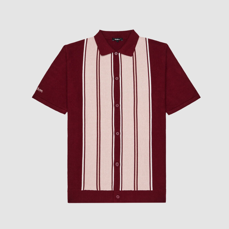 Malbon Golf Jude Knit Polo Vino/Rose/Ivory