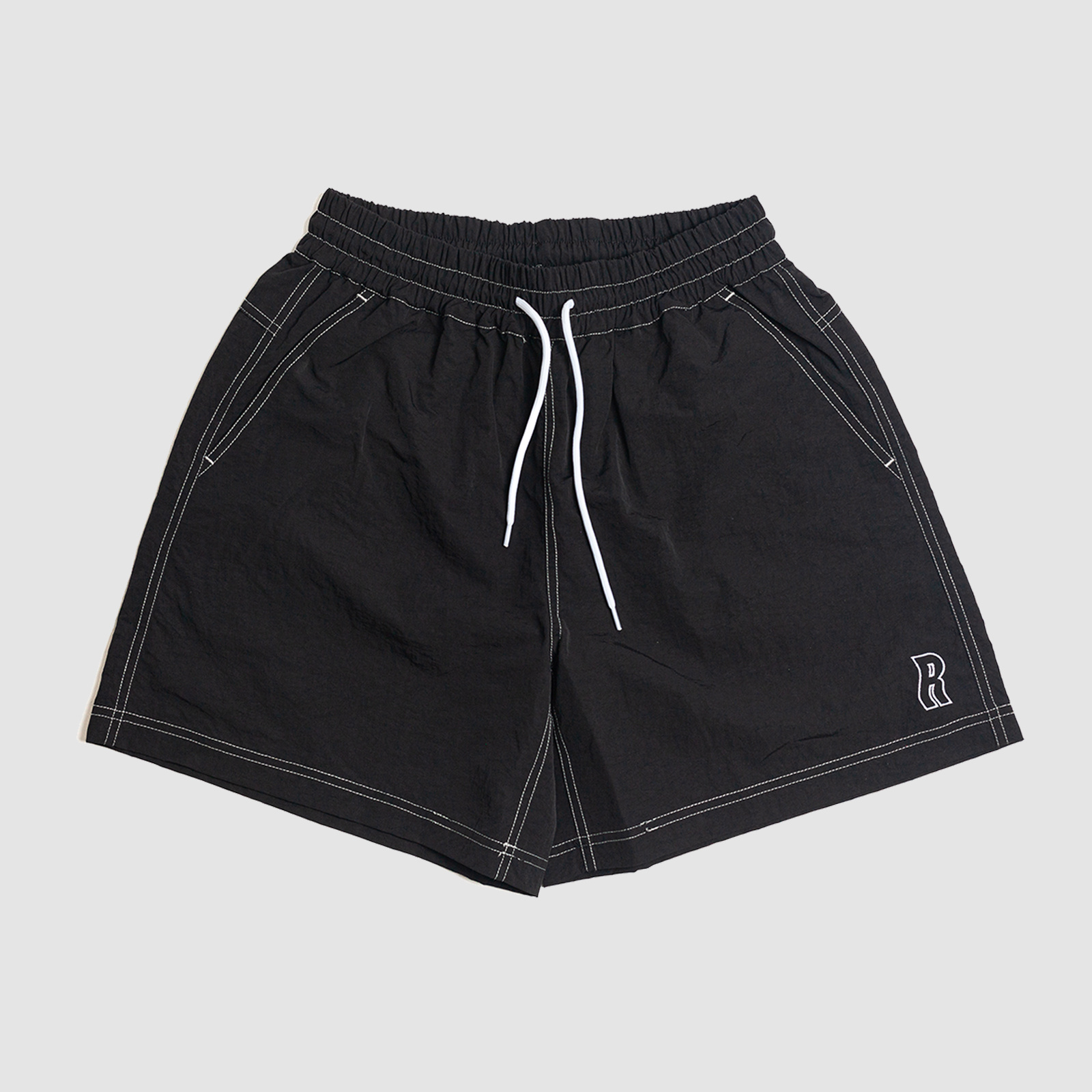 Rukus Wavy "R"Nylon Shorts Black