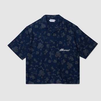 Honor The Gift. Indigo Floral Camp Shirt Blue