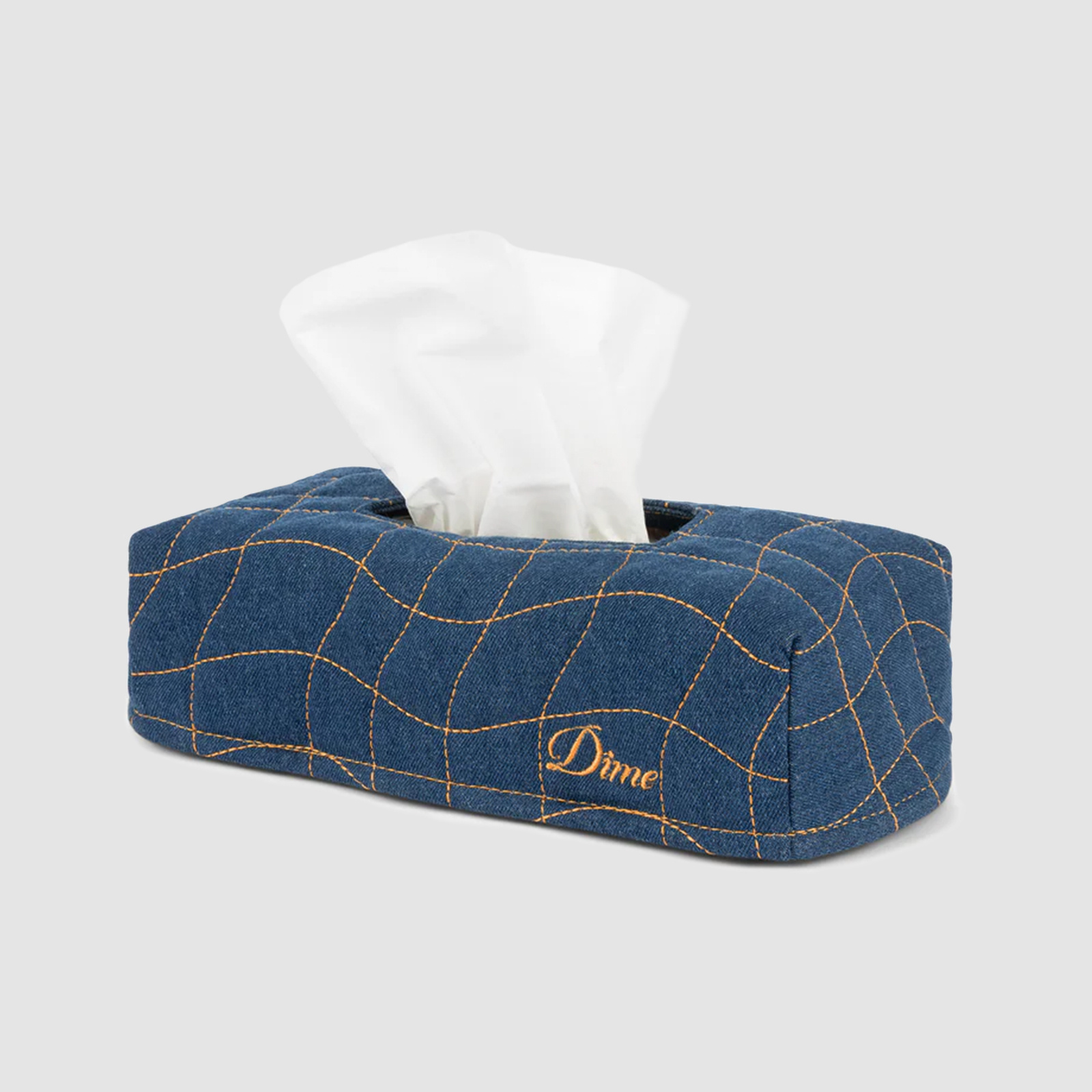 Dime Quilted Tissue Box Cover Indigo