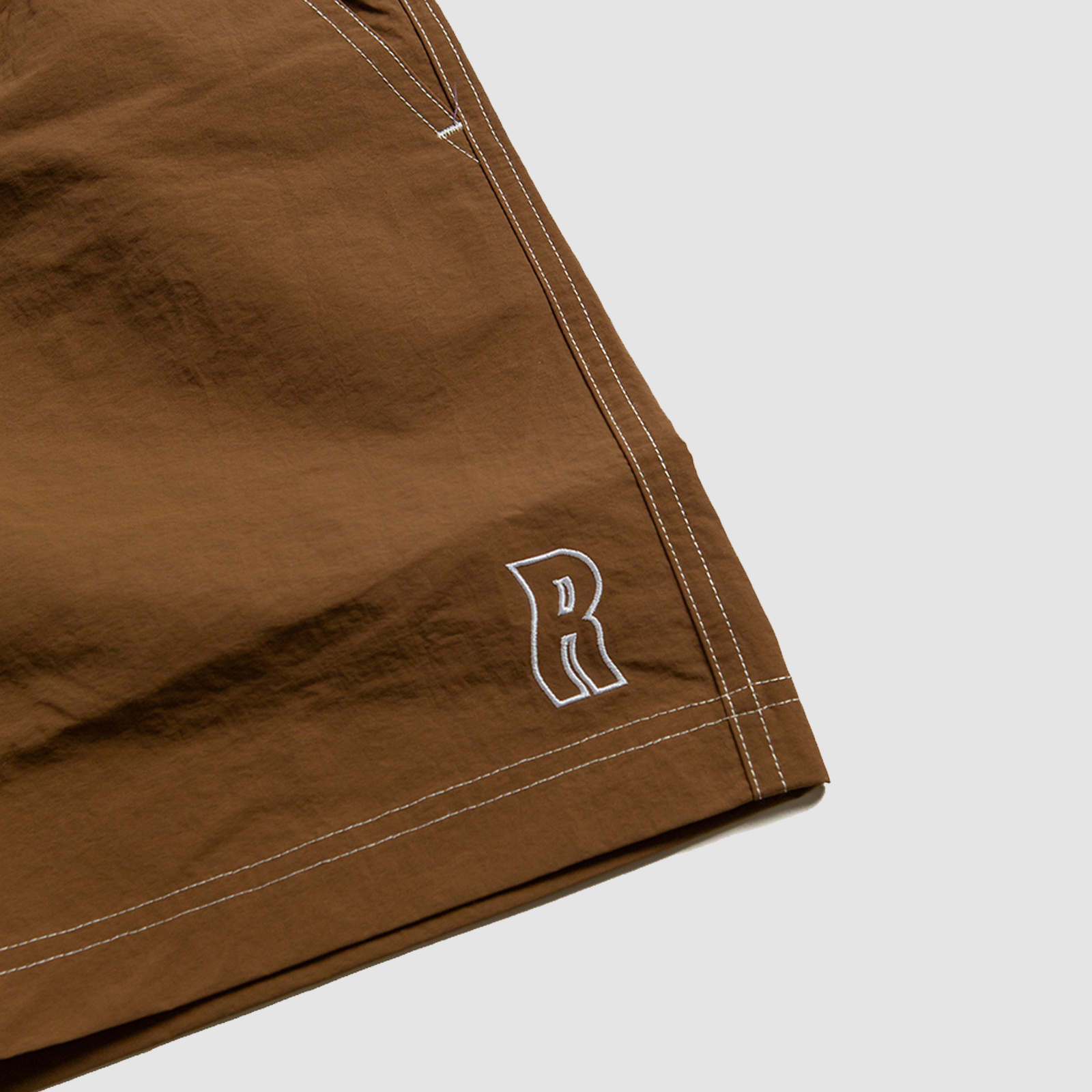 Rukus Wavy "R"Nylon Shorts Brown