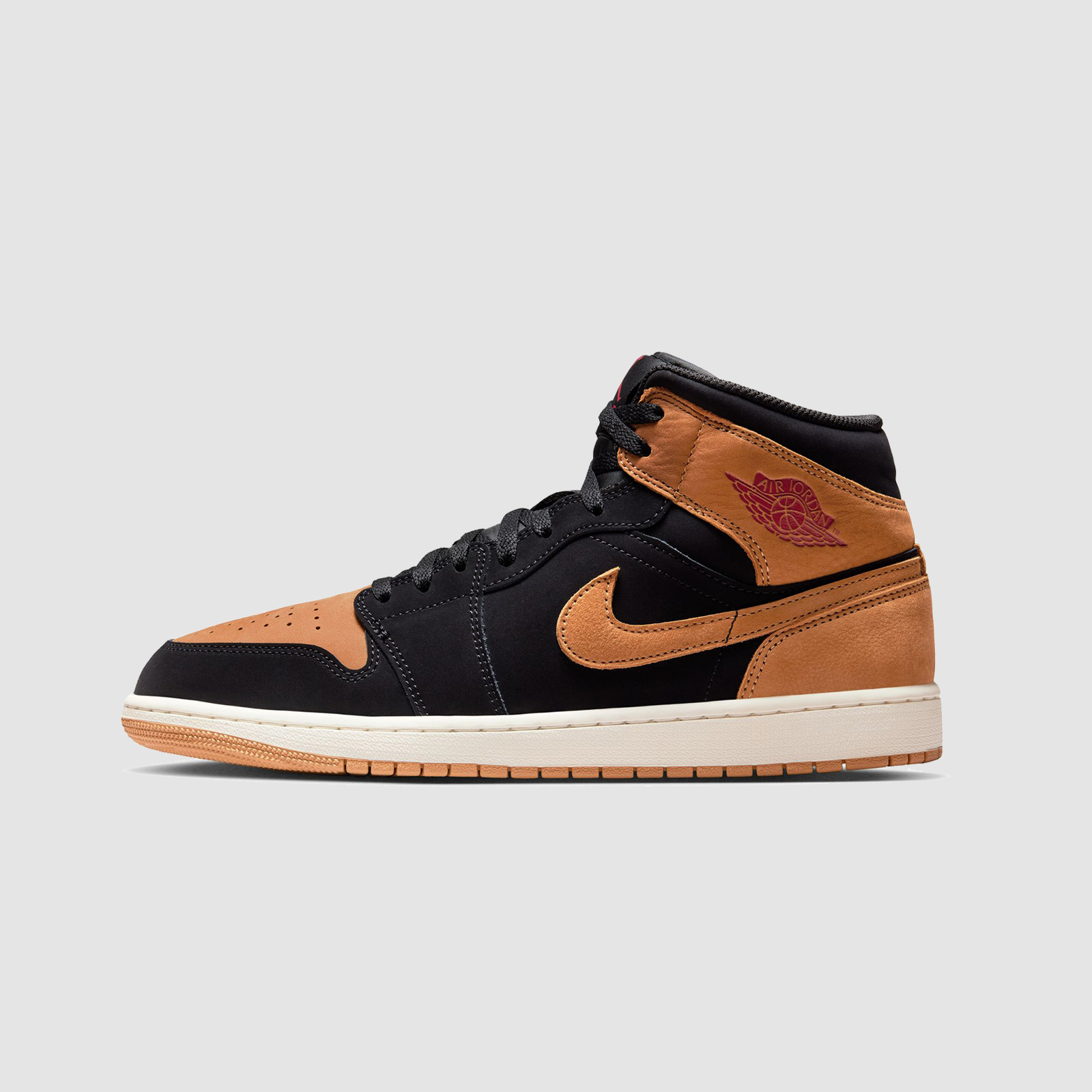 Jordan AJ1 Mid SE Black/Flax/Varsity Red