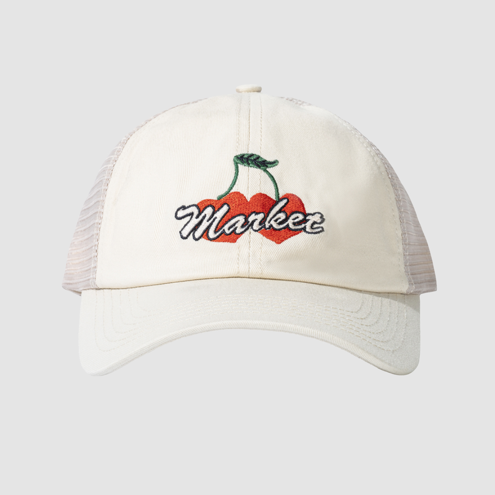 Market Doubles Cherries Trucker Hat Unbleached Cotton