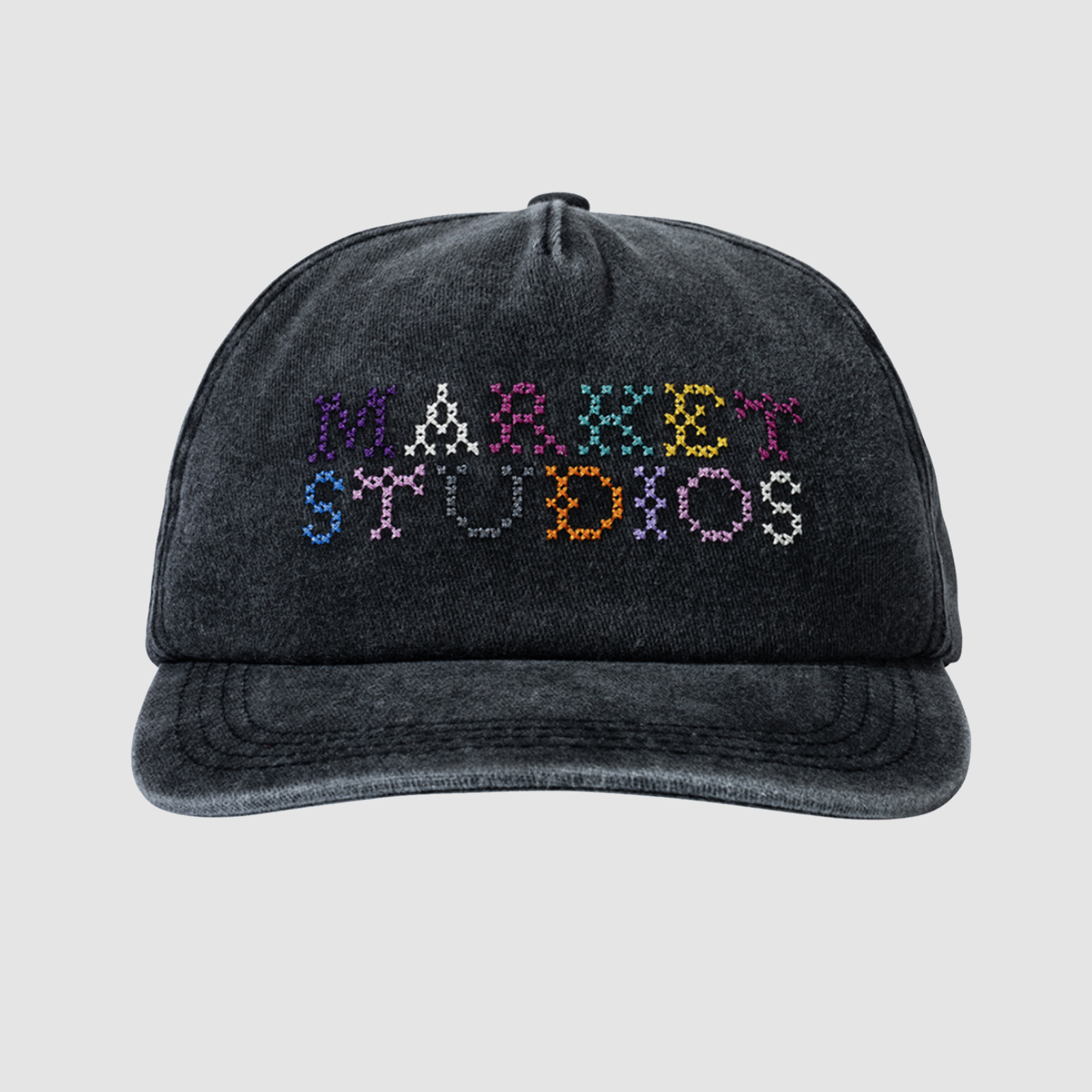 Market Needlepoint 5-Panel Hat Pirate Black