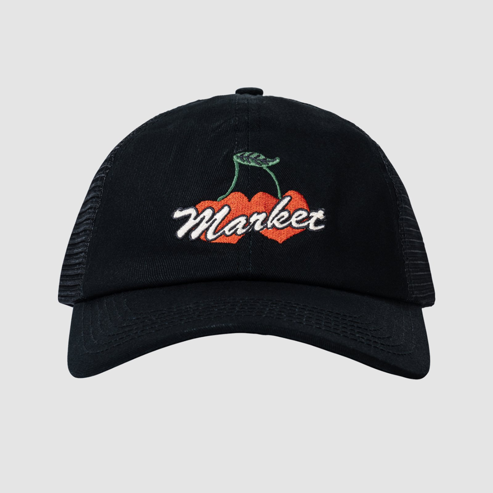 Market Double Cherries Trucker Hat Pirate Black