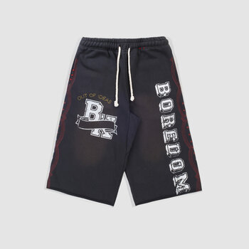 Boredom Kills Washed Black Collegiate Shorts