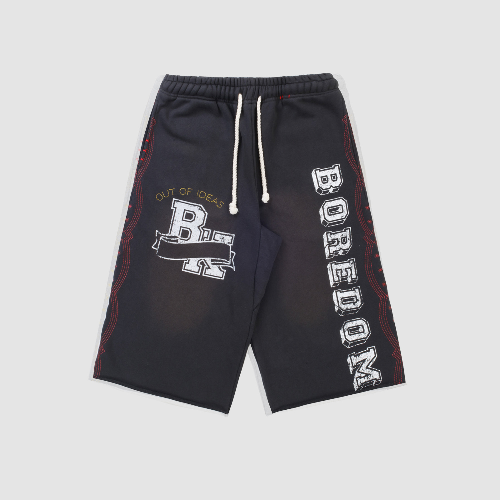 Boredom Kills Washed Black Collegiate Shorts