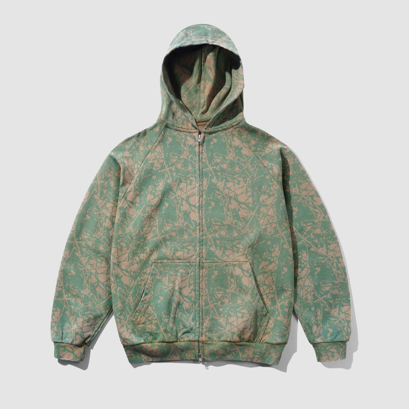 Butter Goods Woods Camo Zip-Thru Hoodie Washed Sage
