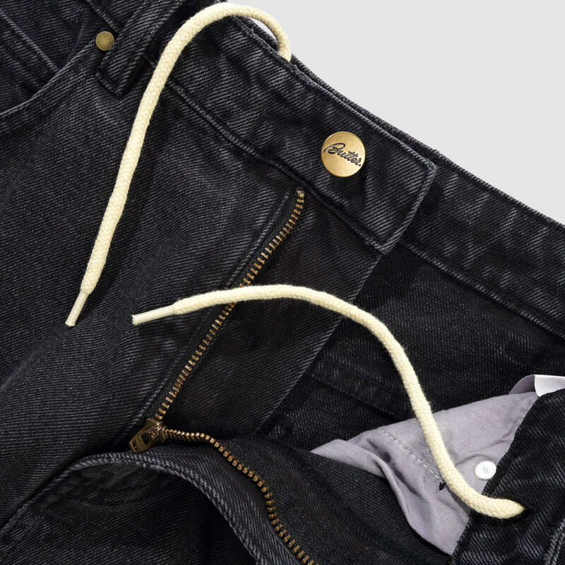Butter Goods Baggy Denim Shorts Distressed Black