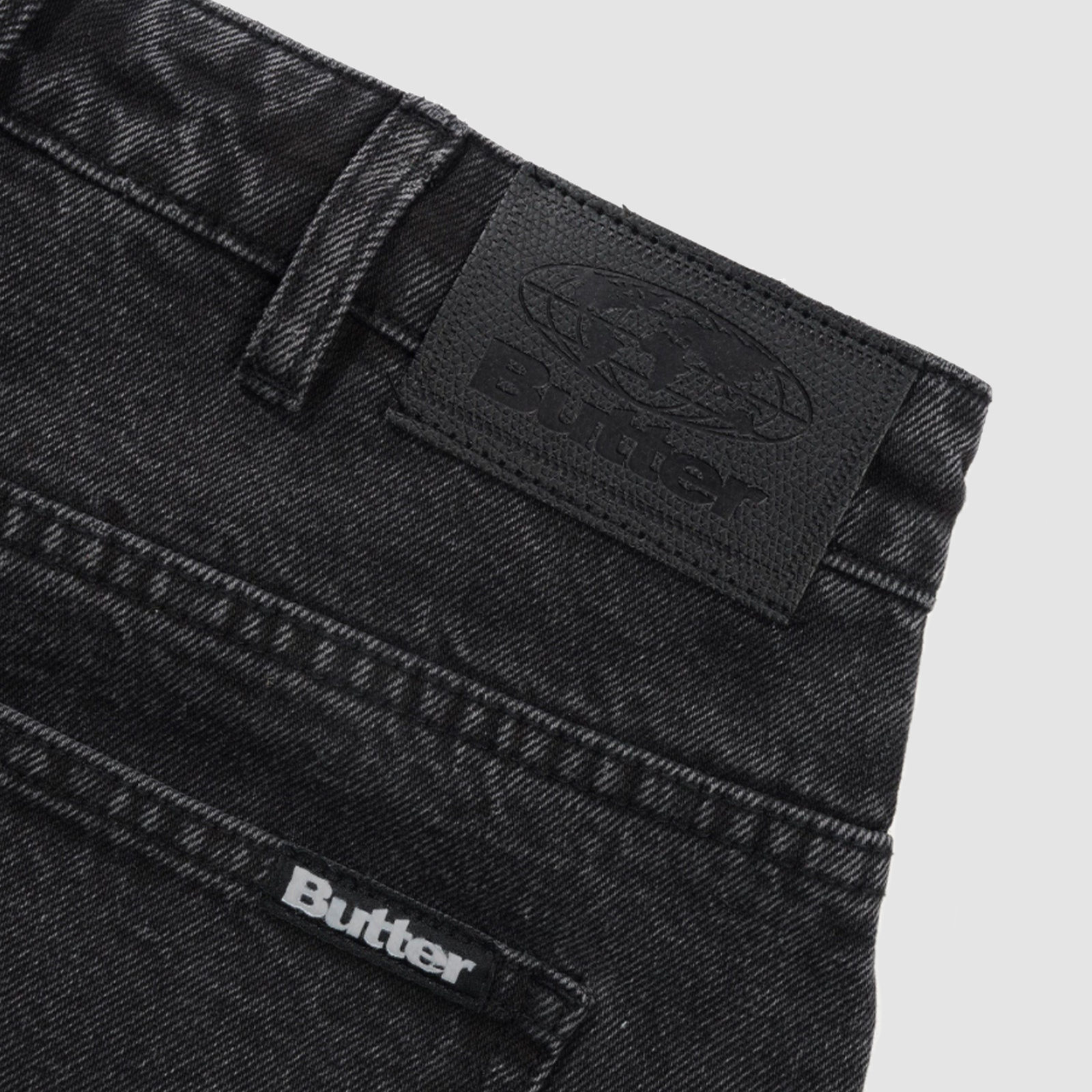 Butter Goods Baggy Denim Shorts Distressed Black