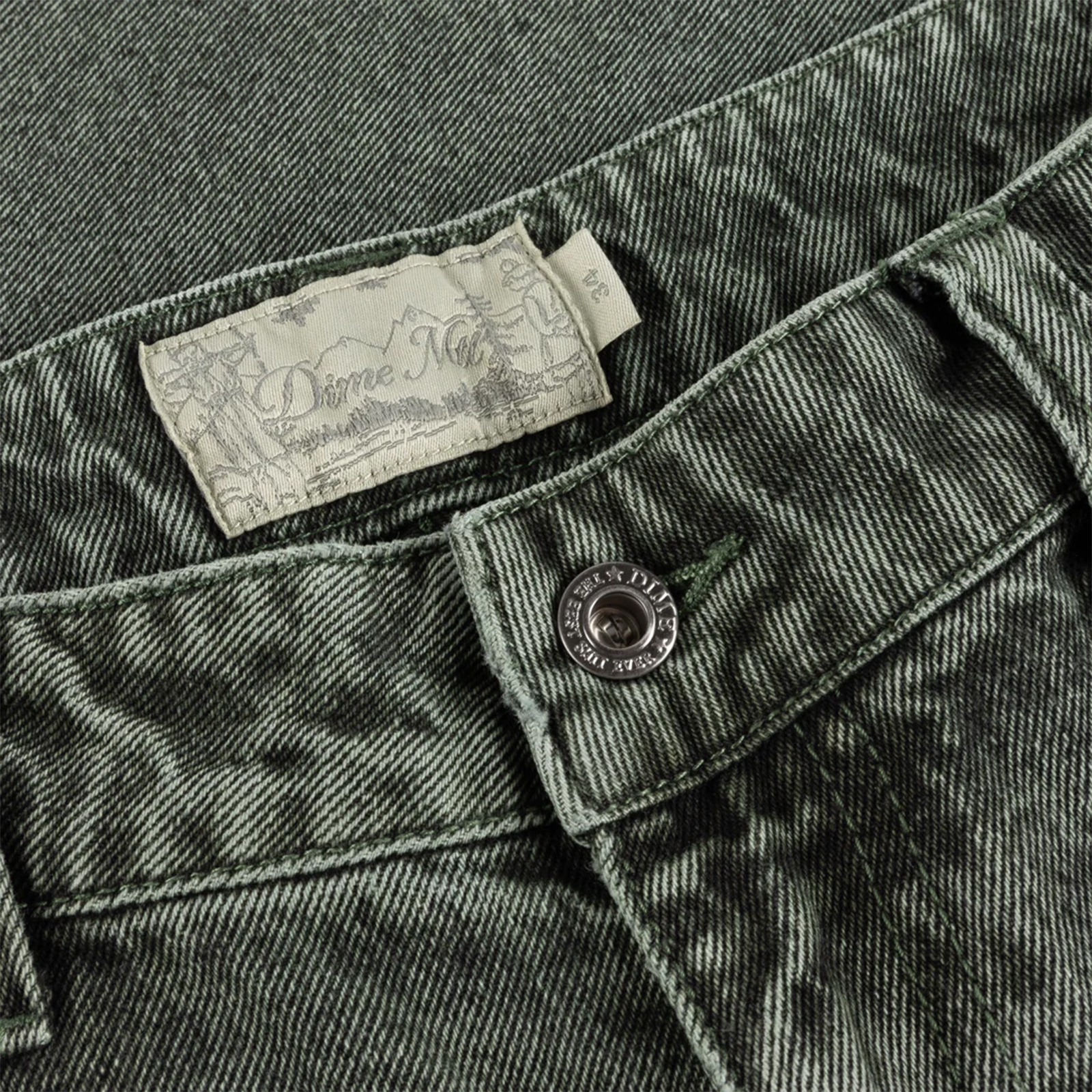 Dime Baggy Denim Pants Overdyed Green