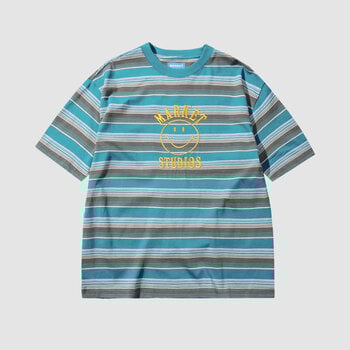 Market Smiley Lockup Striped Tee Dazzling Blue