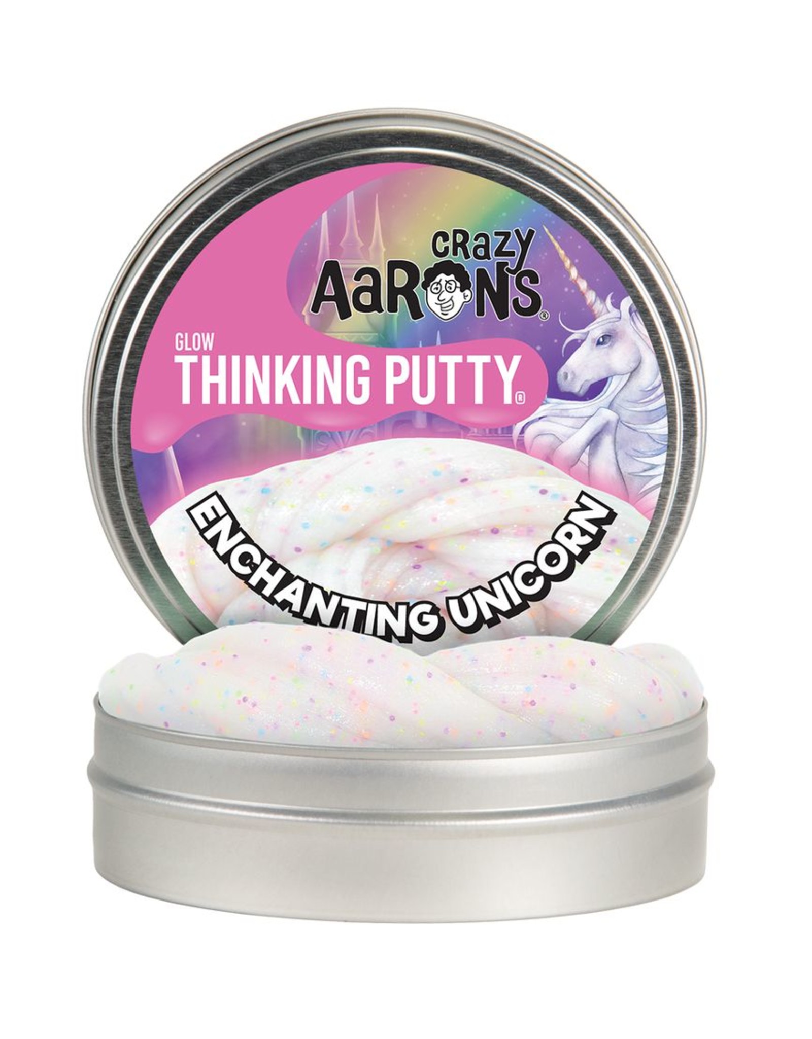 Crazy Aaron's Thinking Putty Enchanted Unicorn Glowbrights 4" Tin