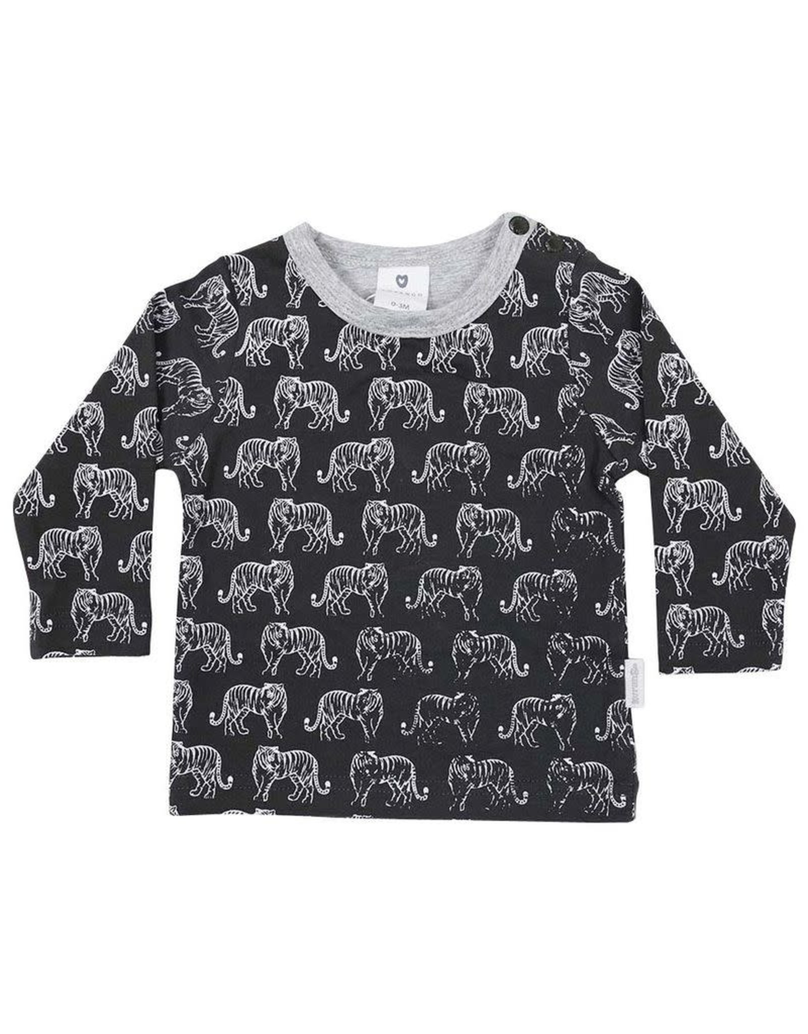 Korango Australia Tiger Long Sleeve Tiger Print Tee in Charcoal