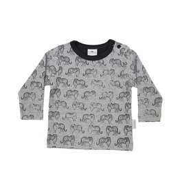 Korango Australia Tiger Long Sleeve Tiger Print Tee in Grey Marle