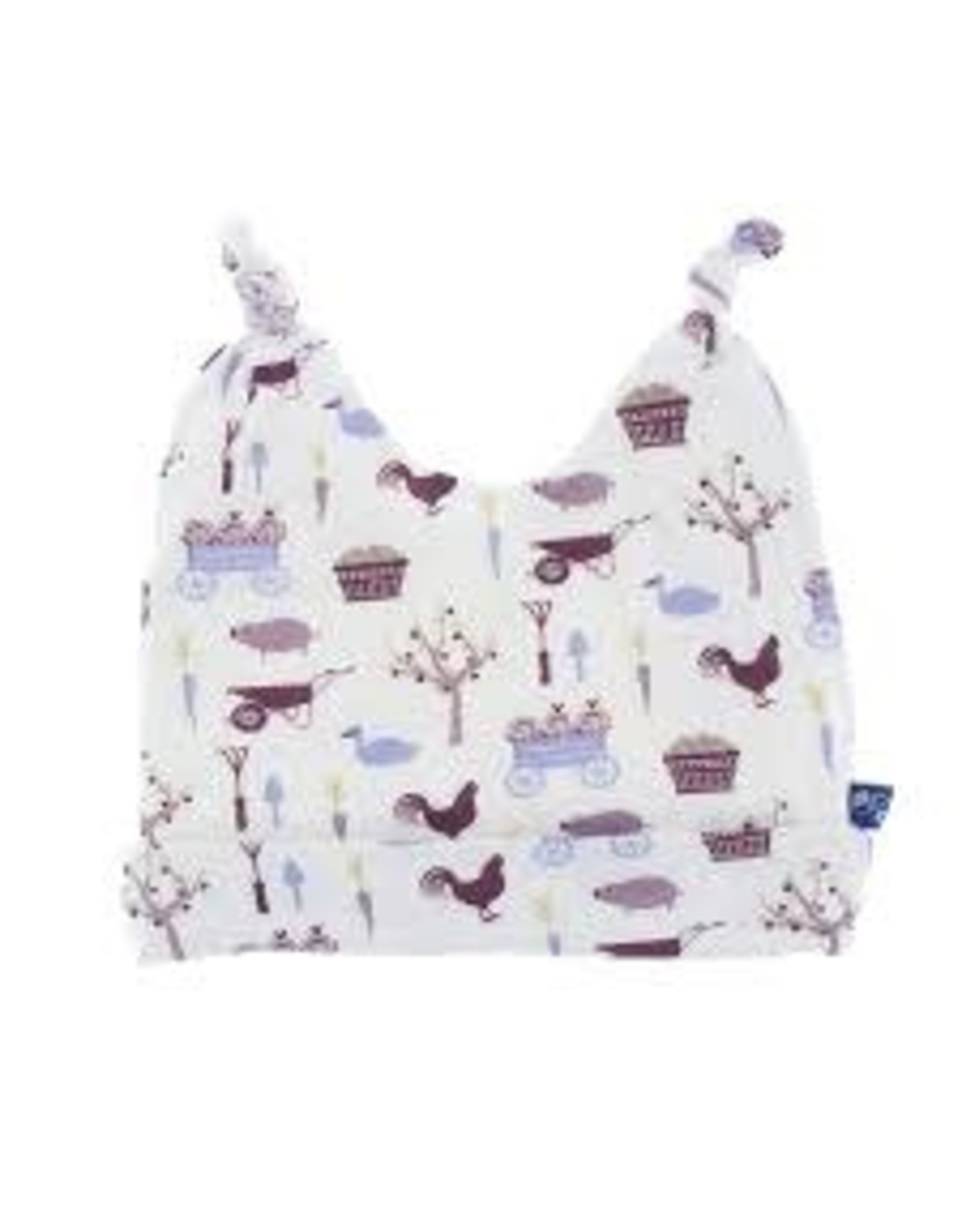 Kickee Pants Print Double Knot Hat Girl Natural Farm NB - 3 months