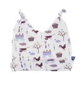 Kickee Pants Print Double Knot Hat Girl Natural Farm NB - 3 months