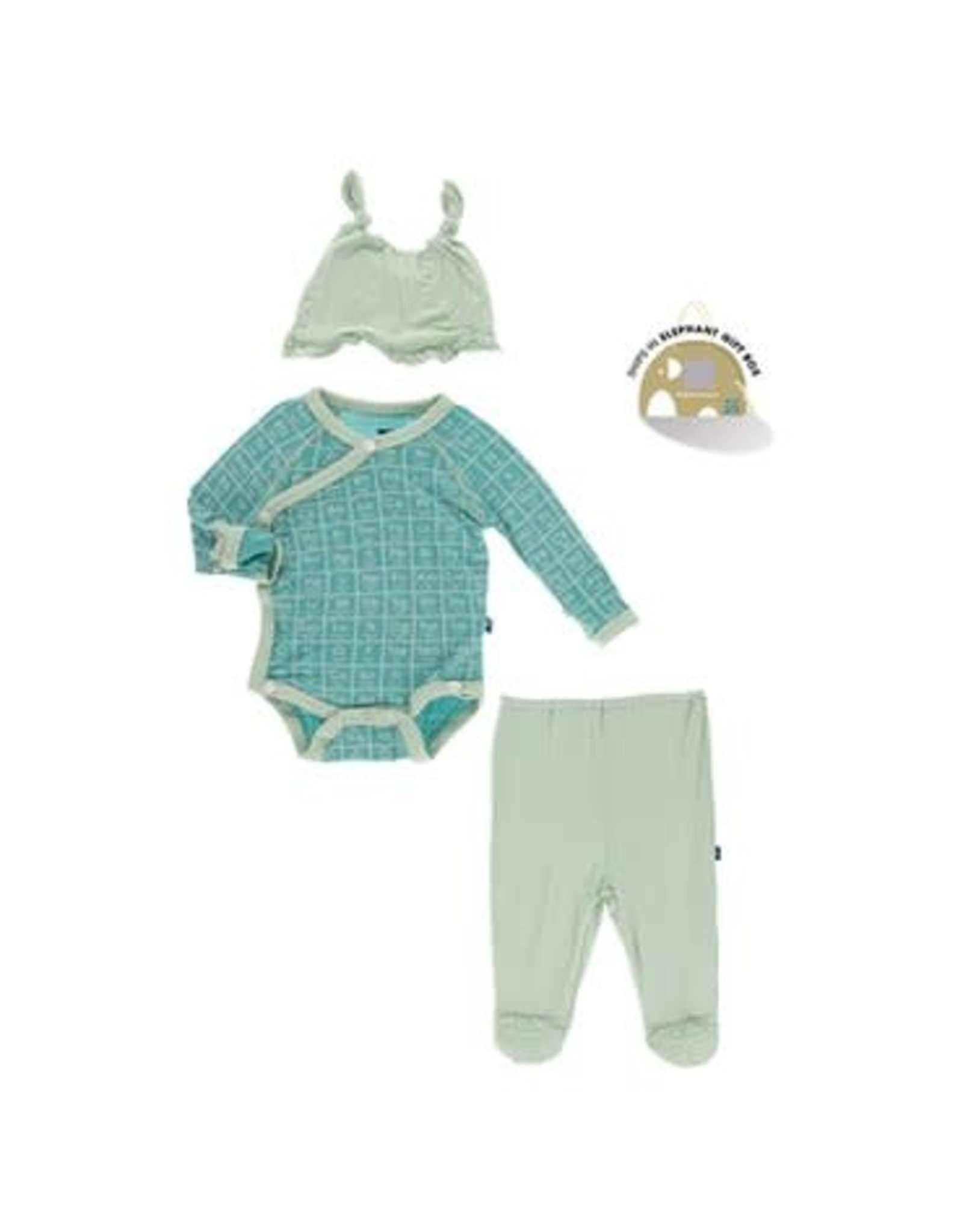 Kickee Pants Ruffle Kimono Newborn Gift Set in Neptune Elements