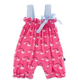 Kickee Pants Print Gathered Romper with Bow in Flamingo Rainbow 18-24 months