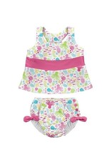 i play Two-piece Bow Tankini with Snap Reusable Absorbent Swim Diaper - White Sea Pals