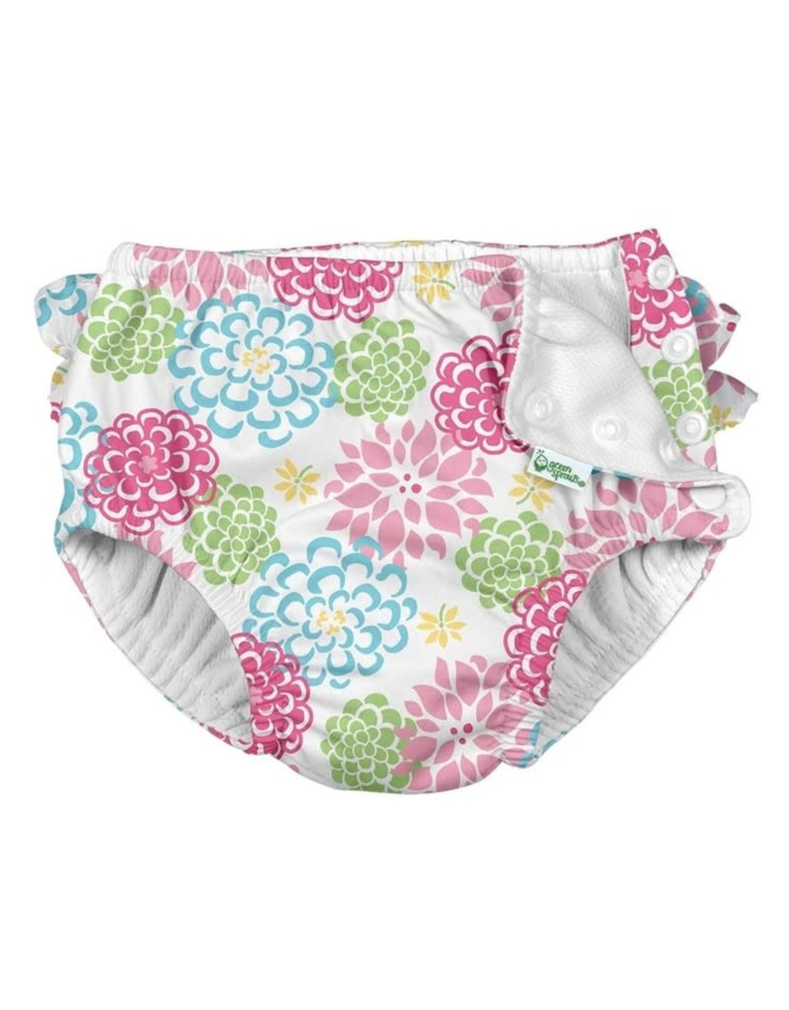 i play Ruffle Snap Reusable Absorbent Swim Diaper - White Zinnia