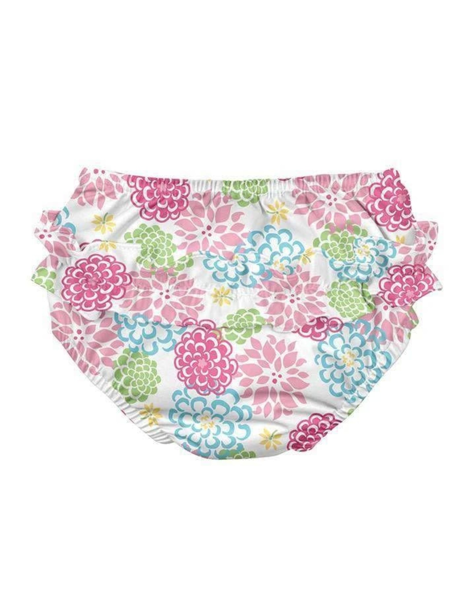 i play Ruffle Snap Reusable Absorbent Swim Diaper - White Zinnia