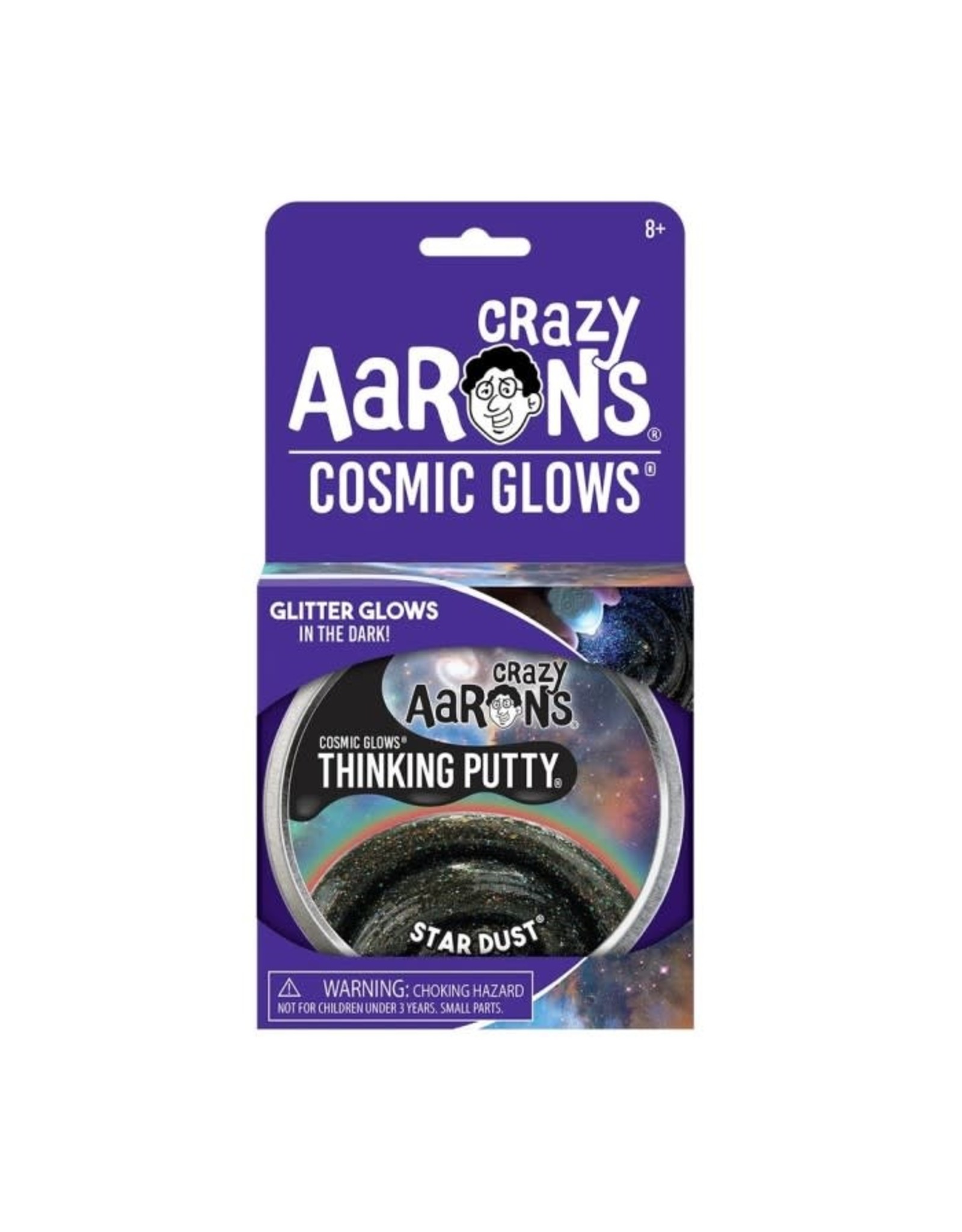 Crazy Aaron's Thinking Putty Star Dust Cosmic Glow 4" Tin plus Glow Charger