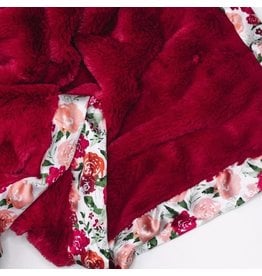 Saranoni Raspberry Floral Satin Border Receiving Blanket