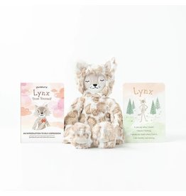 Slumberkins Spotted Beige Lynx Kin - Self Expression Board Book & Affirmation Card