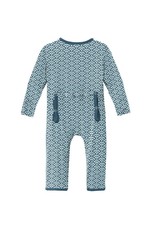 Kickee Pants Print Coverall with Zipper in Fresh Air Waves