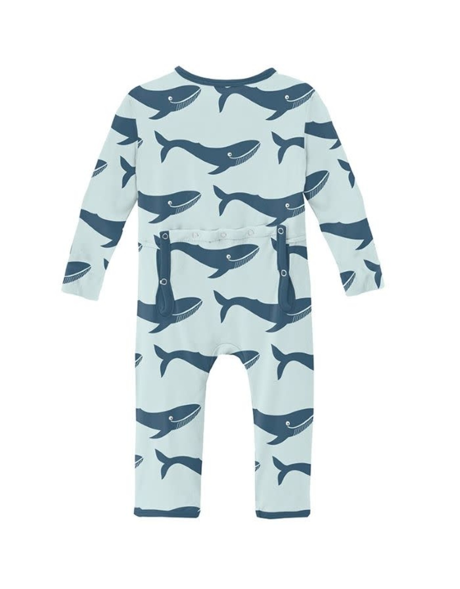 Kickee Pants Print Coverall with Zipper in Fresh Air Blue Whales