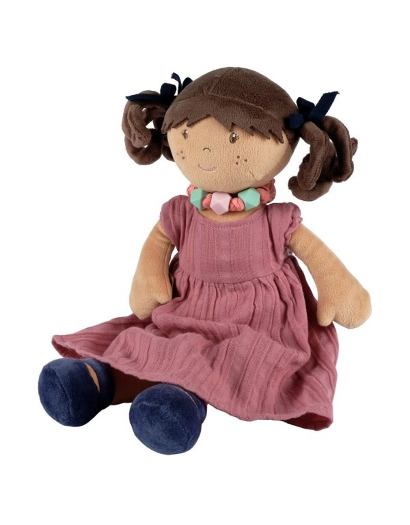 Tikiri Mandy Rag Doll with Friendship Bracelet in Dusty Rose Dress