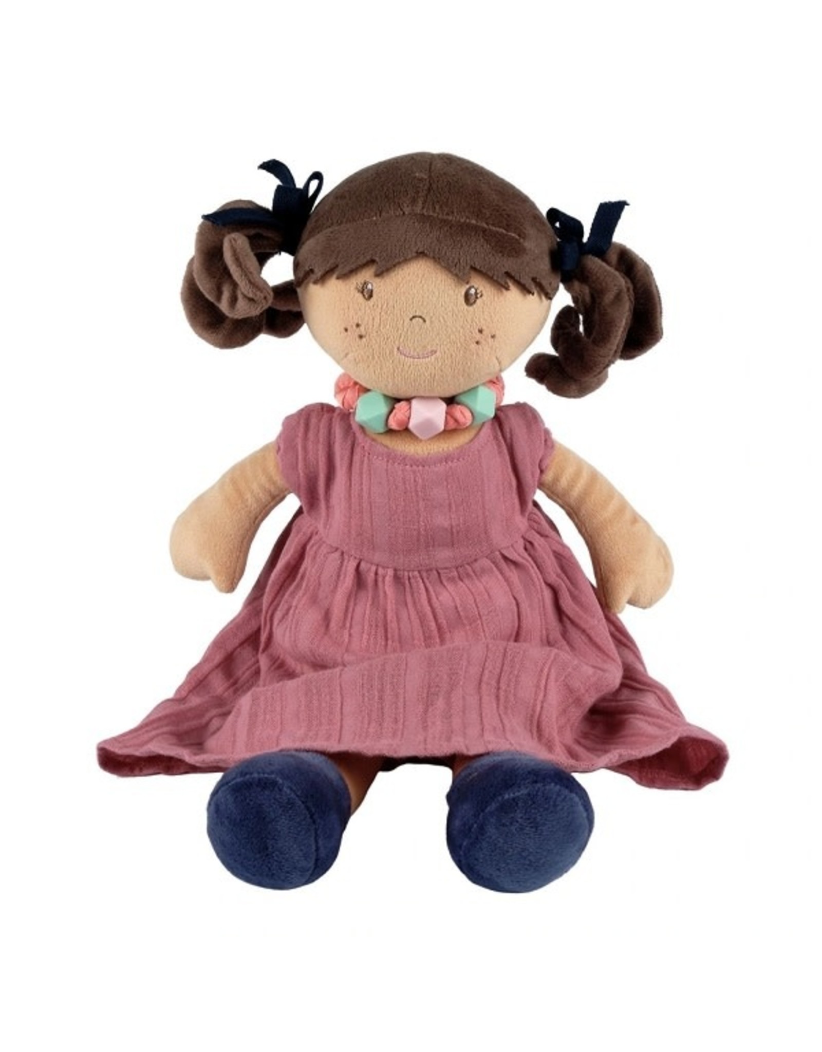 Tikiri Mandy Rag Doll with Friendship Bracelet in Dusty Rose Dress