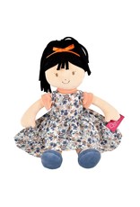 Tikiri Tammy Lu Rag Doll - Black Hair in Blue Print Dress