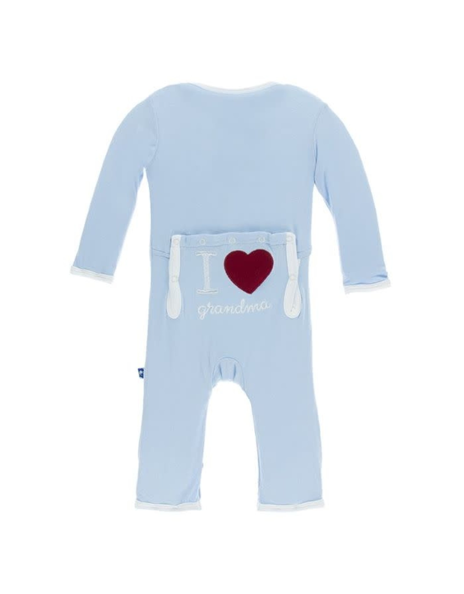 Kickee Pants Applique Coverall with Zipper in Pond I Love Grandma