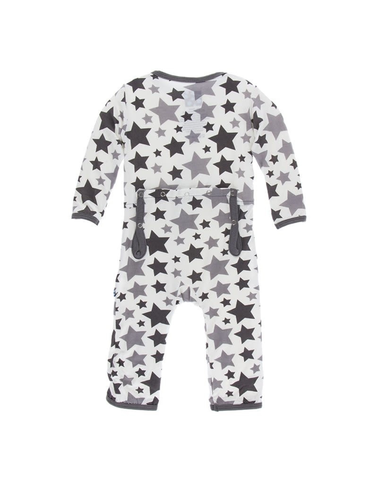 Kickee Pants Print Coverall with Zipper in Feather/Rain Stars