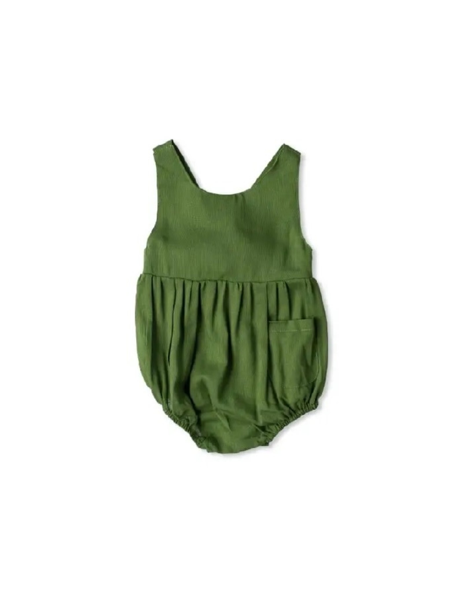 Babe Basics Green Crossed Straps Baby Romper