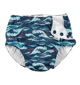 i play Snap Reusable Absorbent Swim Diaper - Navy Tidal Waves